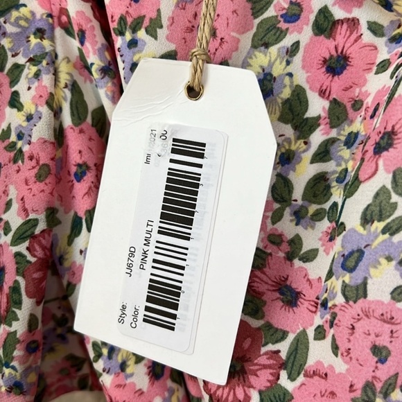 Free The Roses Floral Pink Braided Rope Belt Mini Dress - Picture 7 of 8